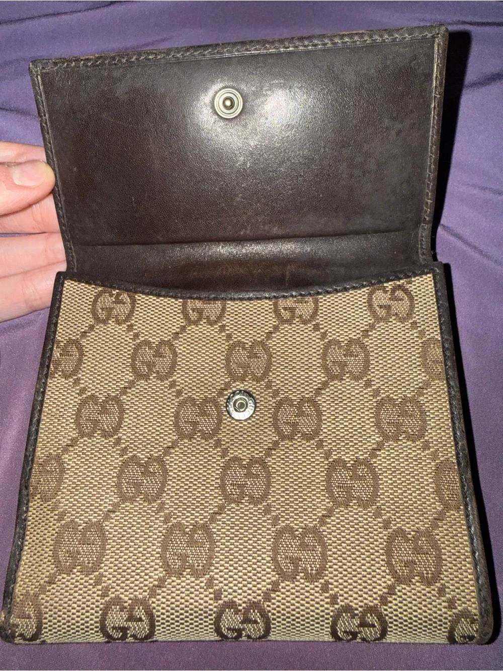 Gucci Beige and Brown GG Canvas Bifold Wallet